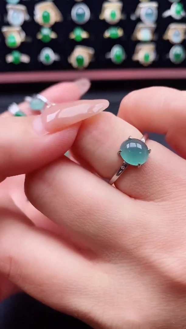 银S925镶嵌戒指翡翠1