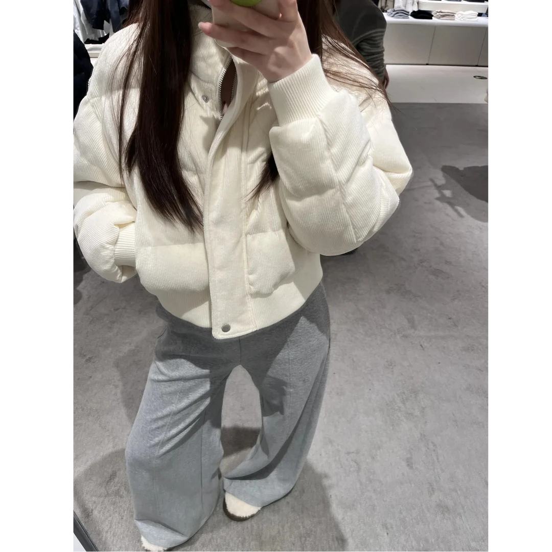 MARIE.COCO2025秋冬简约百搭灯芯绒棉衣女新款立领面包服棉服外套