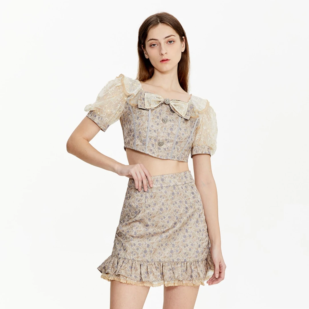 LULUALWAYS花卉图案短半裙LOB400K