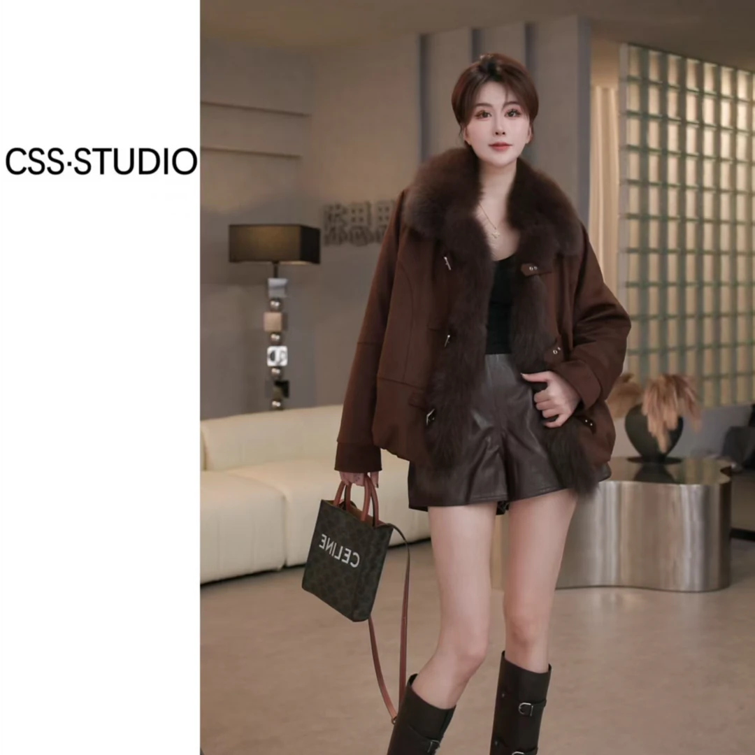 【思思专属】芬兰进口狐狸毛领休闲长款鹅绒服外套  C25538