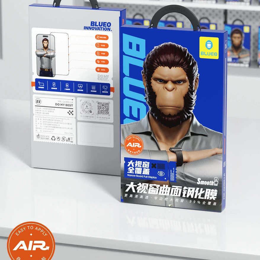 蓝猩BLUEO适用苹果1716钢化膜手机膜Air贴AR增透3d曲面覆盖高清