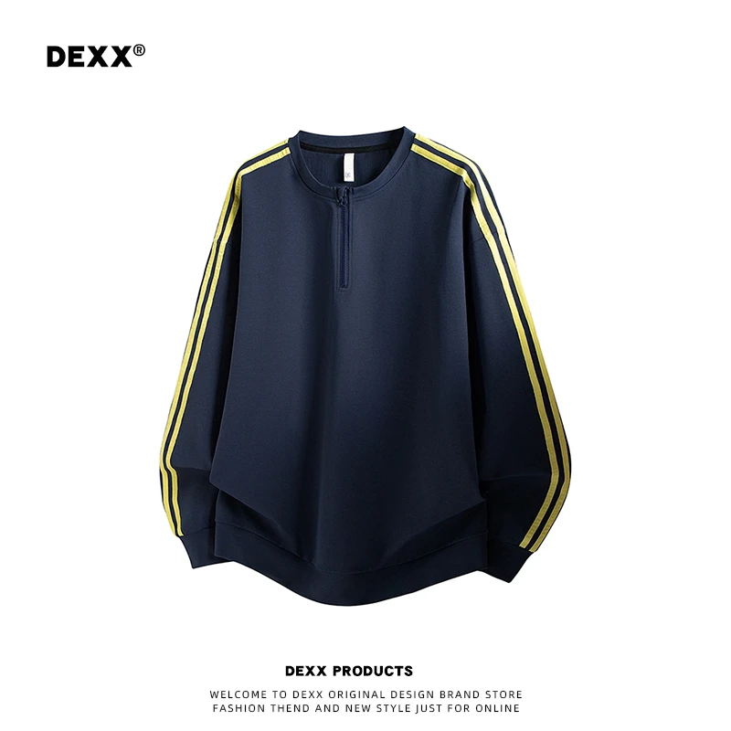 美式半拉链圆领卫衣男2025爆款宽松情侣装休闲时尚百搭三条杠上衣