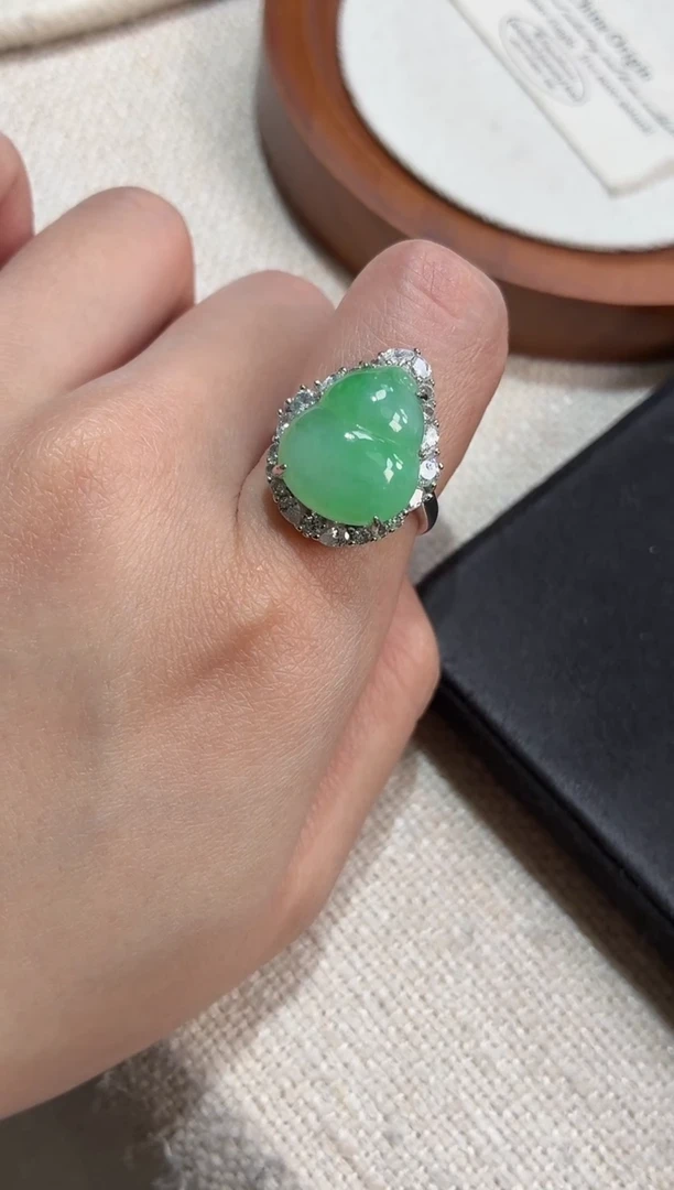 吊坠(不含链)银S925镶嵌翡翠戒指