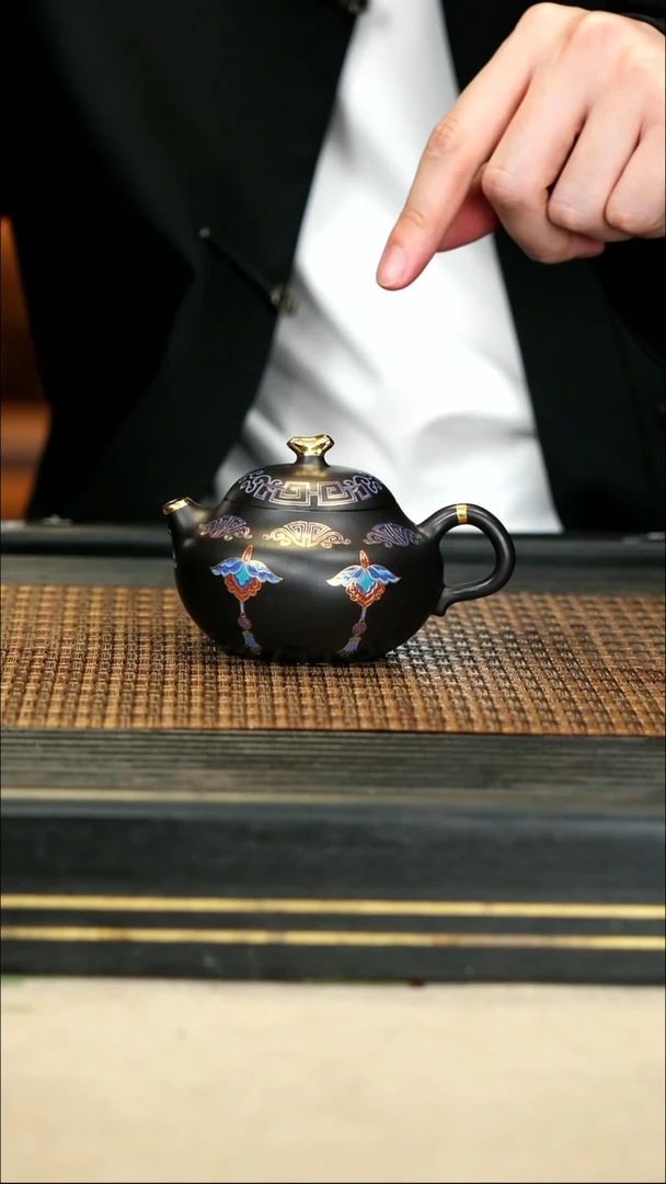 【闪购商品】紫砂茶壶33黑料 珐琅文旦