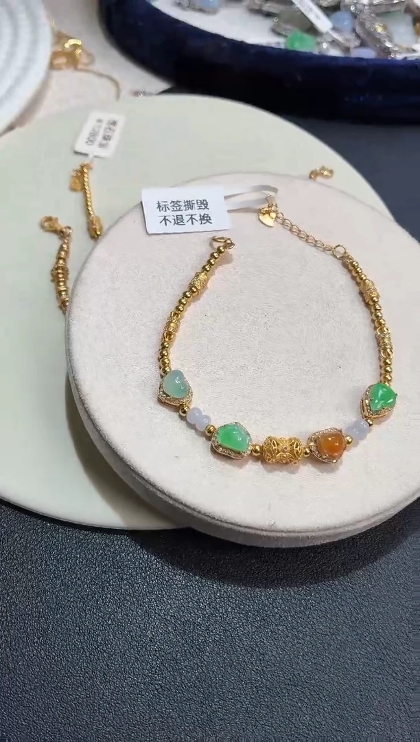 吊坠(不含链)银S925镶嵌翡翠手链