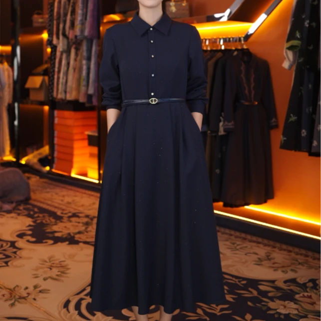 【赫尔温】设计款星空蓝时尚收腰显瘦连衣裙DHZZR52730