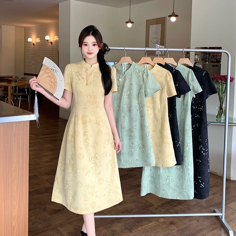 【现货晚上发】2025夏新胖mm大码时尚长短款连衣裙