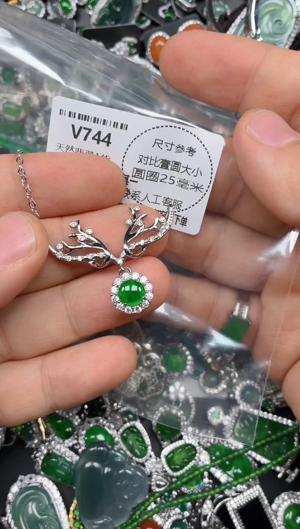 颈饰未镶嵌翡翠V744项链