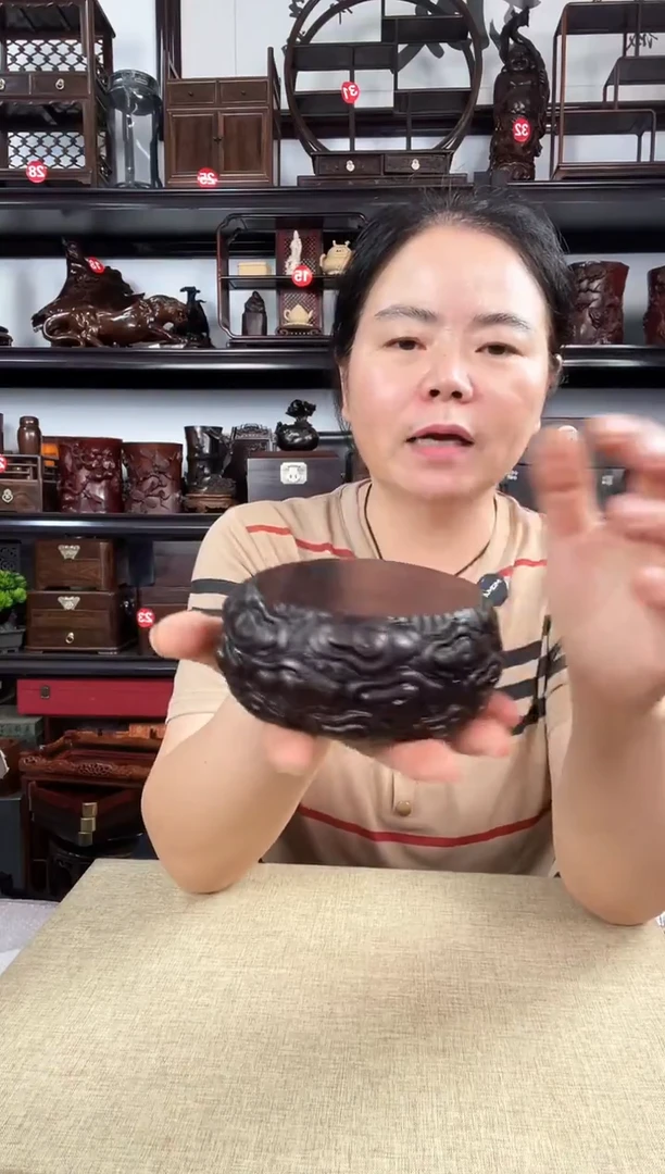 木小云纹圆老李红木工艺品