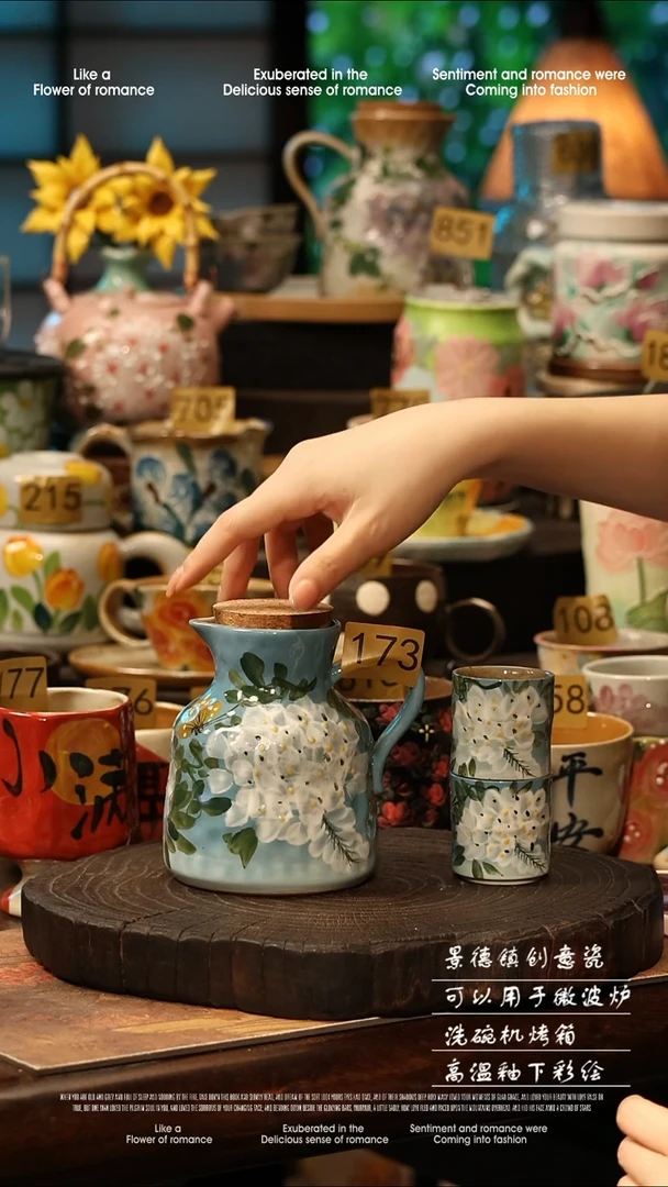 陶瓷景德镇高温釉下彩手工手绘款式