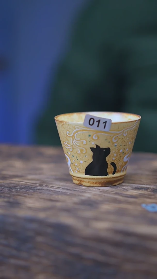 【闪购商品】011景德镇手绘玄猫单杯