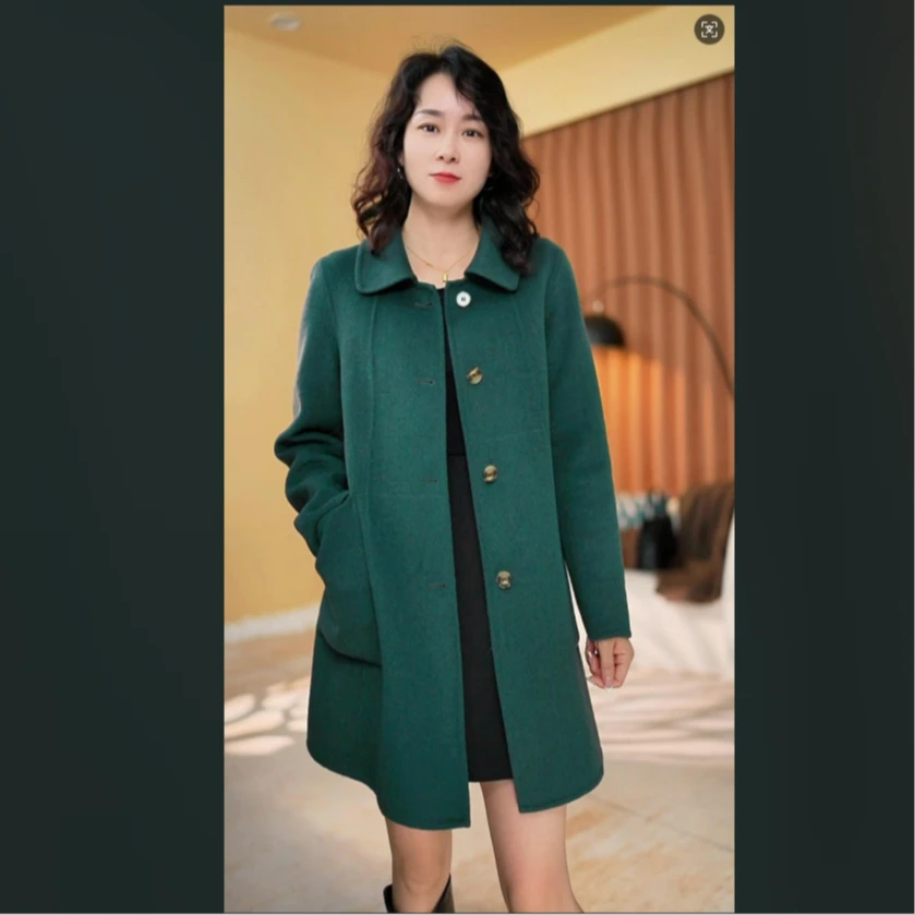 【编号#06 反季清货捡漏】娃娃领斜口袋中长款遮肉显瘦羊毛大衣