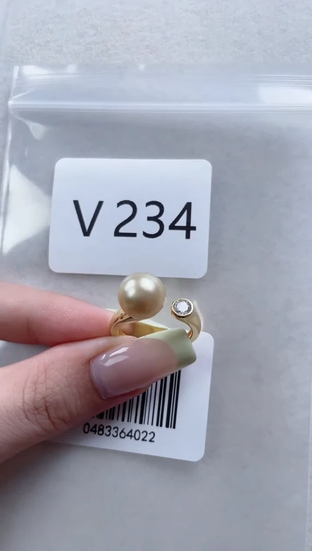 银S925镶嵌戒指海水珍珠V234