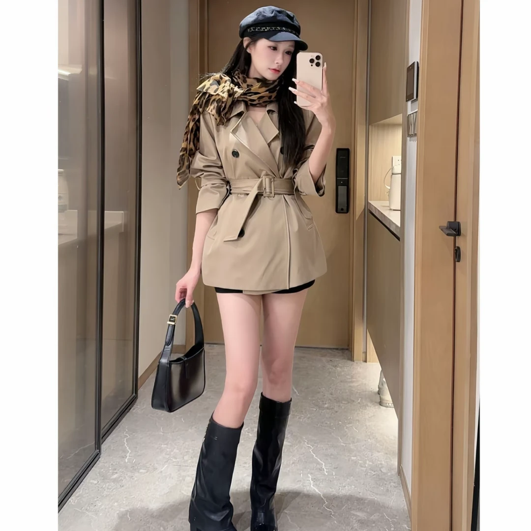 风衣外套女2025新款韩版春秋冬正肩短款加棉加绒气质大衣