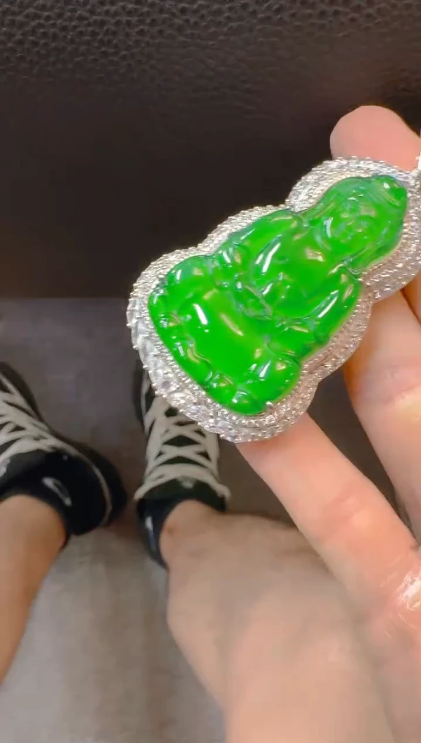 吊坠(赠链)银S925镶嵌翡翠天然A货翡翠