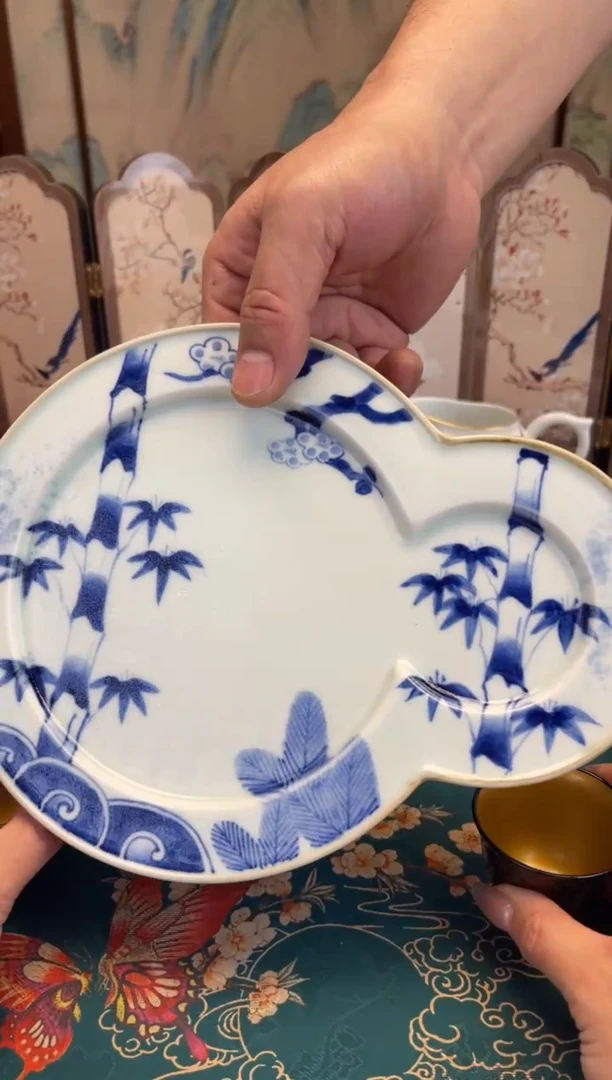 瓷片宽右卫门葫芦珠子盘