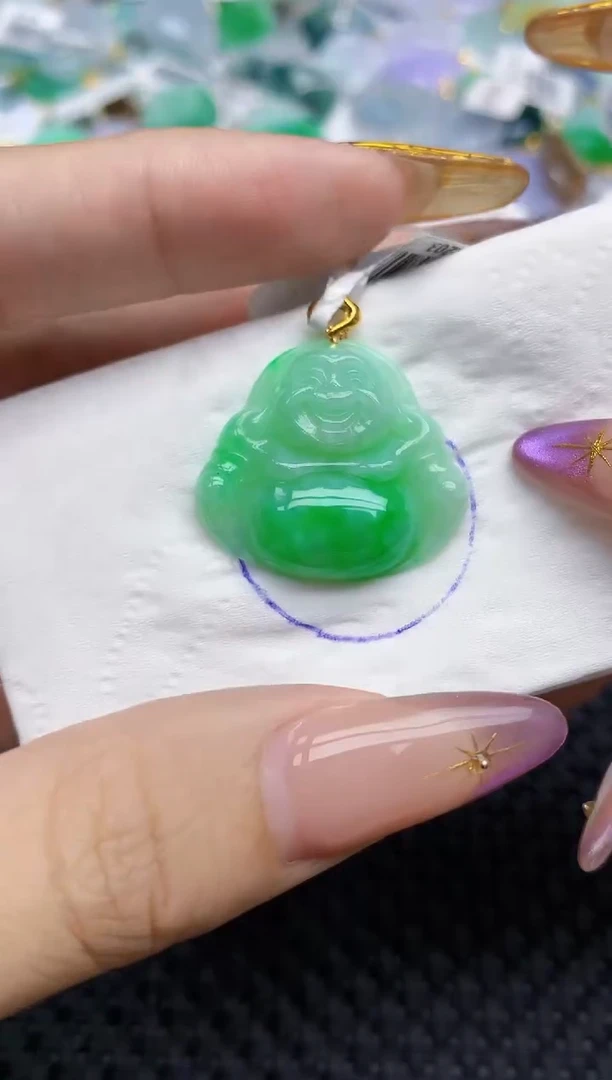 翡翠18K金镶嵌颈饰315   天然翡翠A货  百元以上9米证书费自理