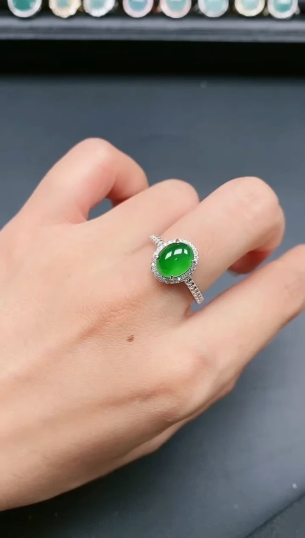 翡翠戒指银S925镶嵌1111111