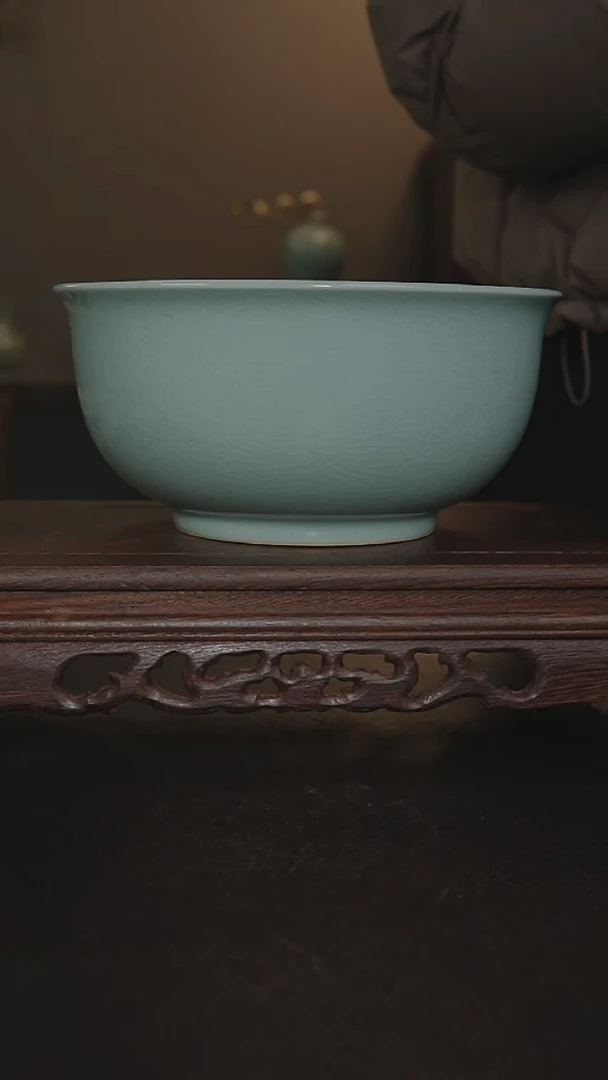 摆件瓷粉青手工汤盆