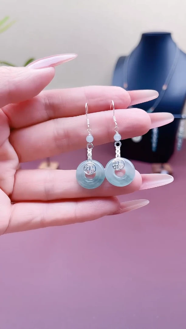 未镶嵌翡翠耳饰00翡翠平安扣福牌