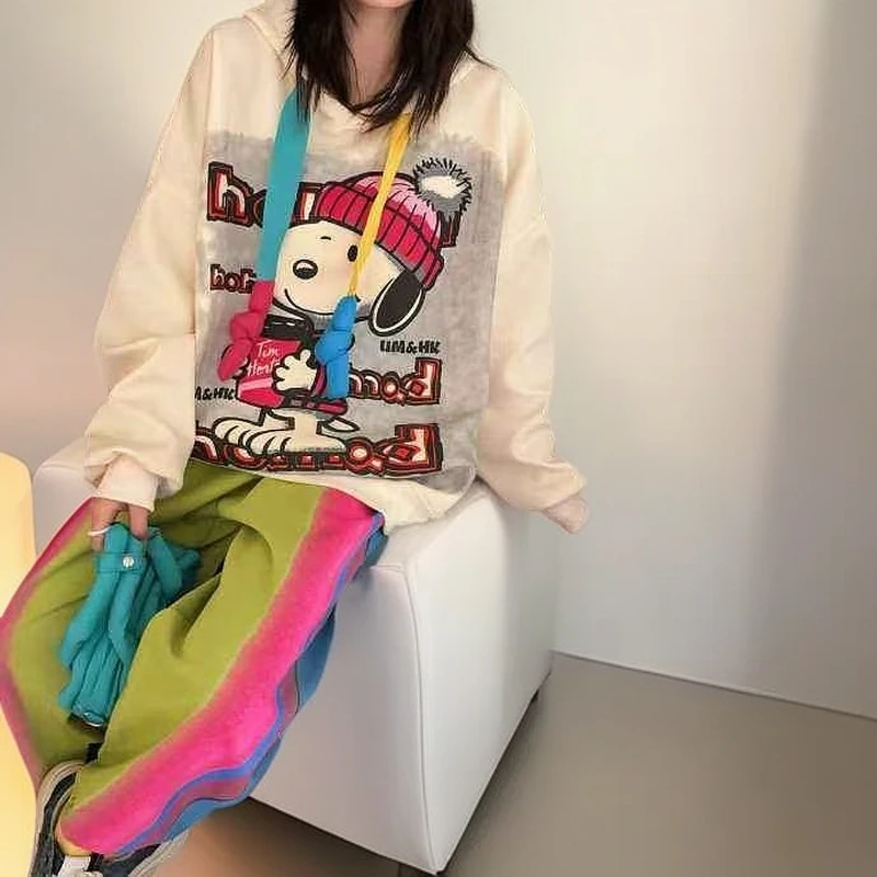 说说家早春新款不加绒卡通狗男女同款潮牌连帽洋气嘻哈卫衣