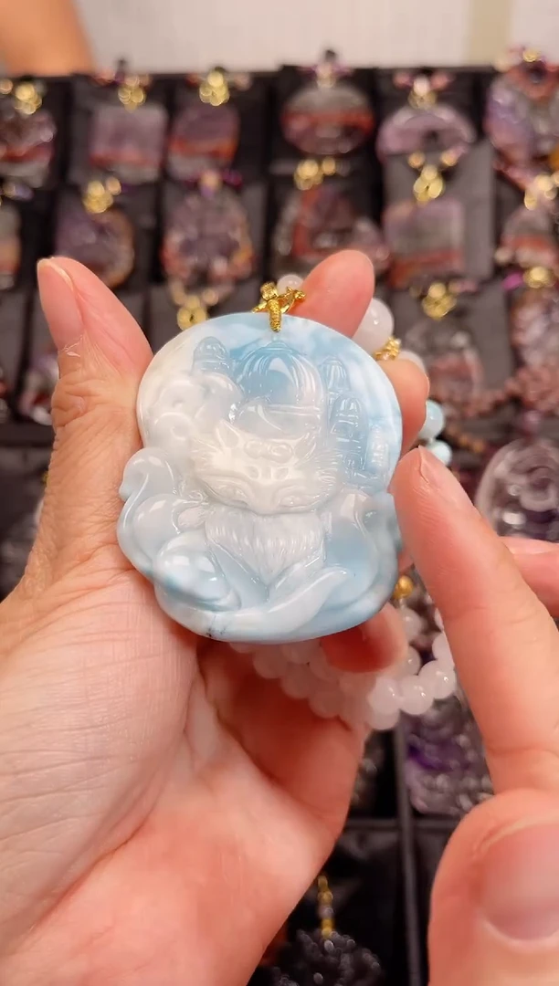 未镶嵌针钠钙石（海纹石）颈饰【百晶灵儿】定制款