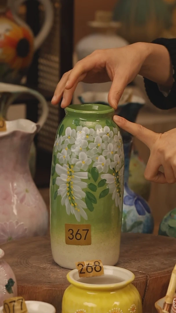 陶瓷景德镇设计师手作花器摆件侘寂风@M367@