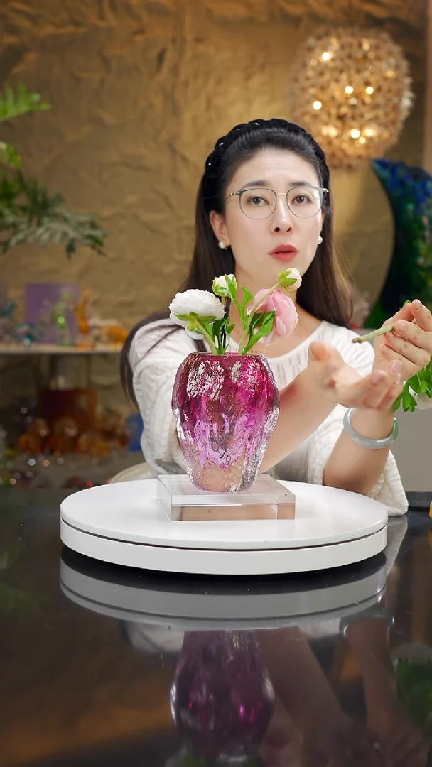 手工艺品琉璃金红色水波纹香薰瓶