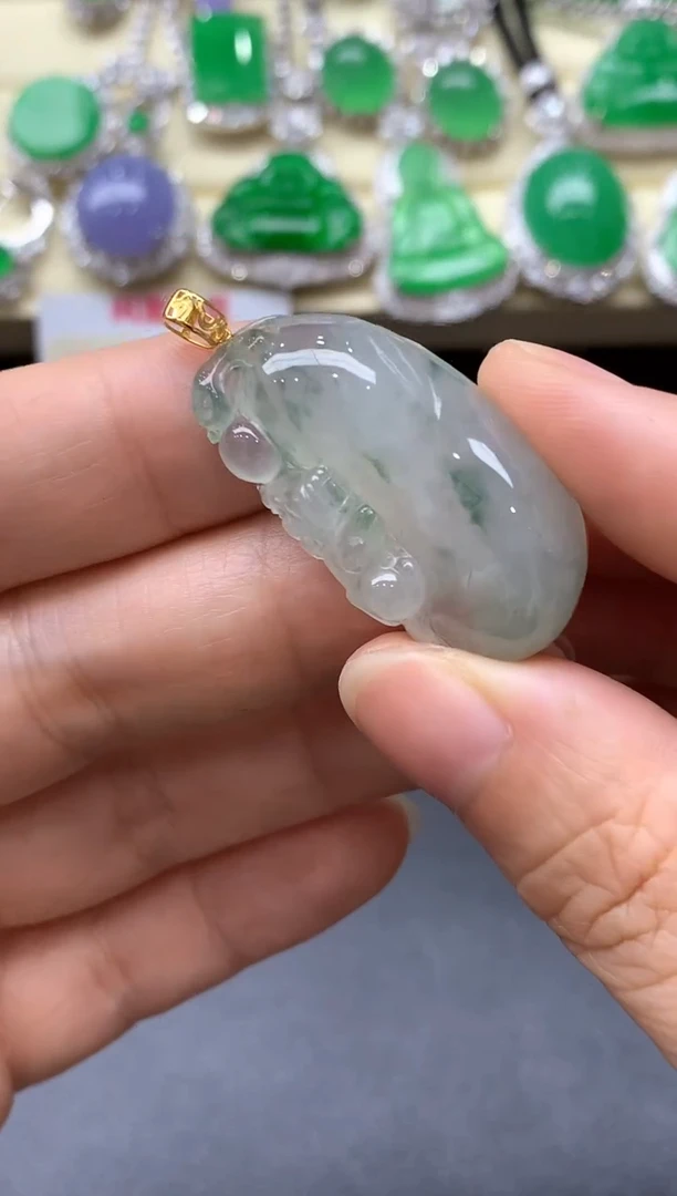 颈饰18K金镶嵌翡翠382-中国好珍宝