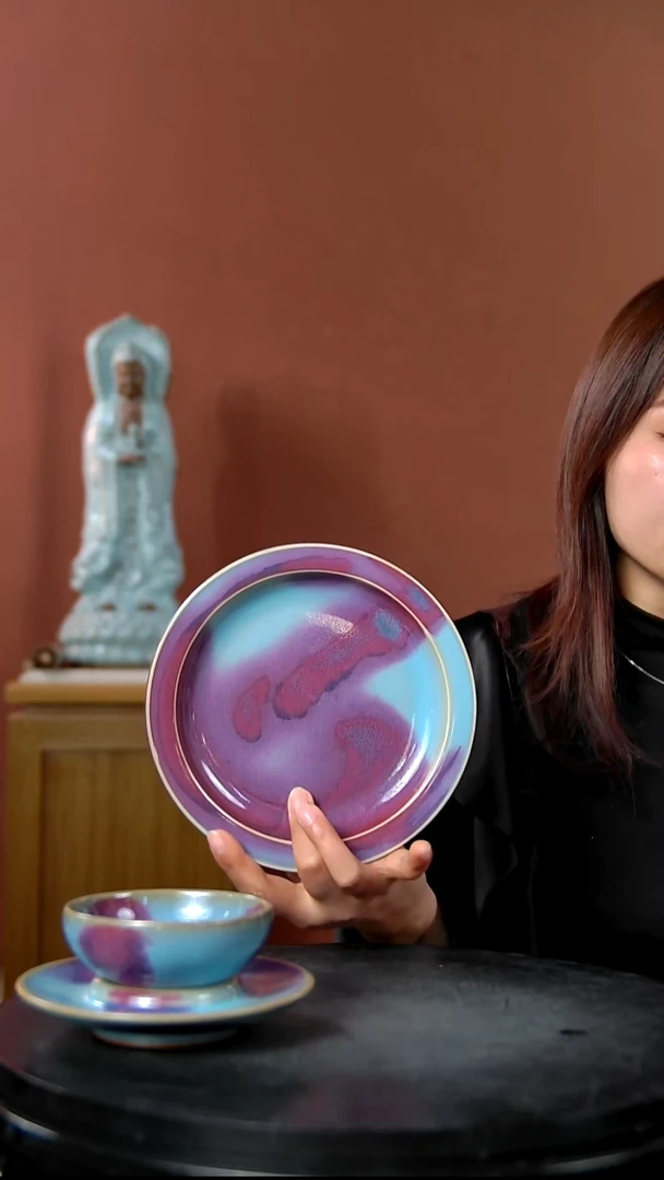 摆件大宋官窑 【紫斑折沿盘】