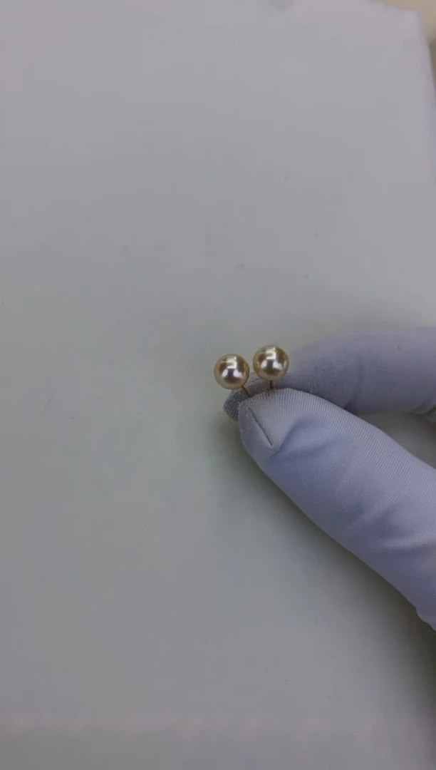 18K金镶嵌DA海水珍珠 GD153 6-7 羽皇金素钉