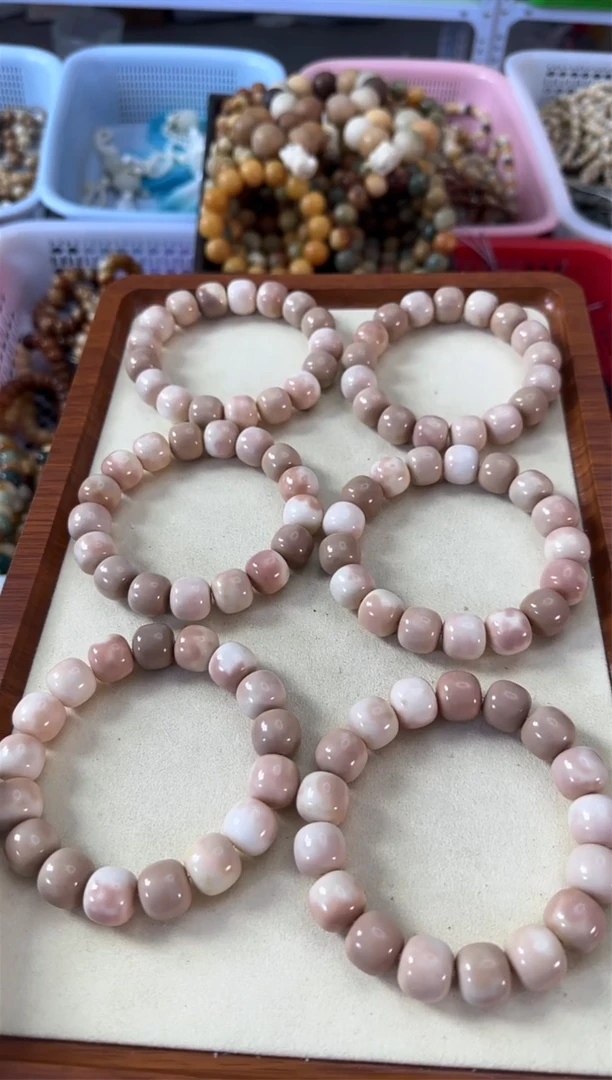 【闪购商品】白玉菩提手串15粉白桶