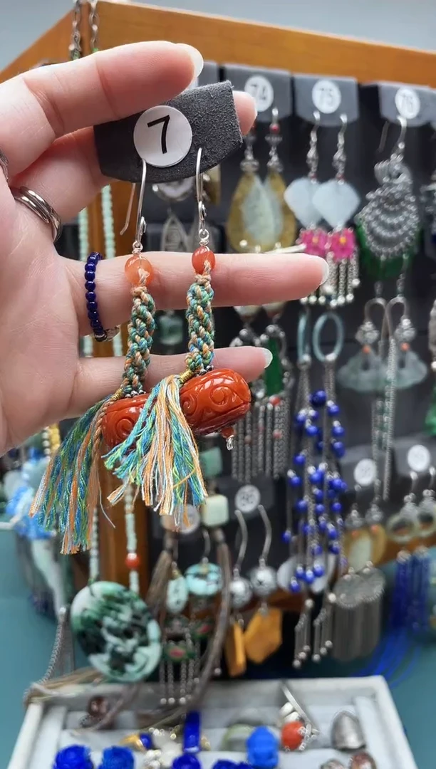 翡翠银S925镶嵌耳饰饰品