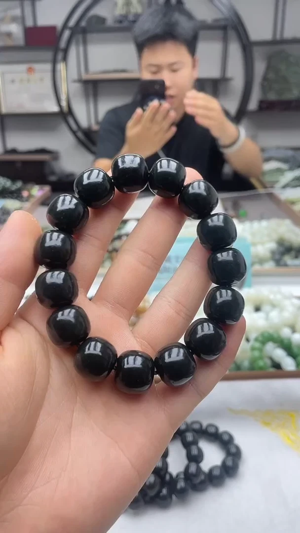 手串未镶嵌和田玉纯天然新疆塔县黑青16老型