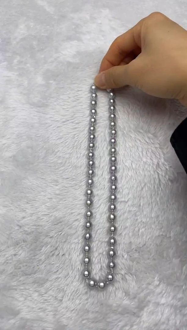 项链银S925镶嵌海水珍珠AK真多麻8-8.5mm