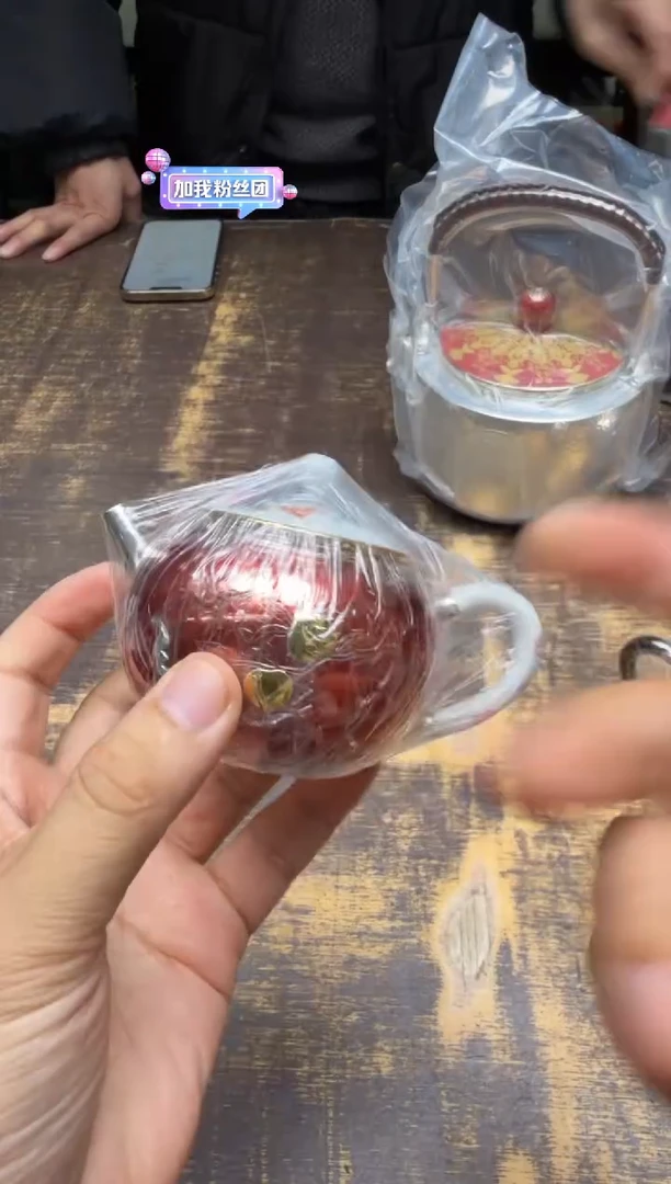 F***k艺林堂&李小白联名粉彩福寿铜包银壶