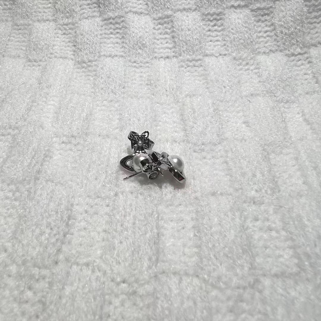 黄铜仿珍珠耳饰 福利饰品|无补|土星珍珠环游耳钉233