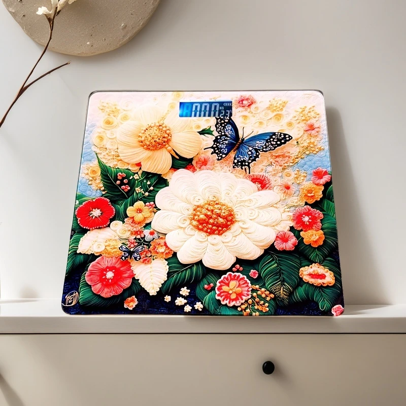 花开蝴蝶体重秤家用精准电子秤充电款高精度人体称重计居家