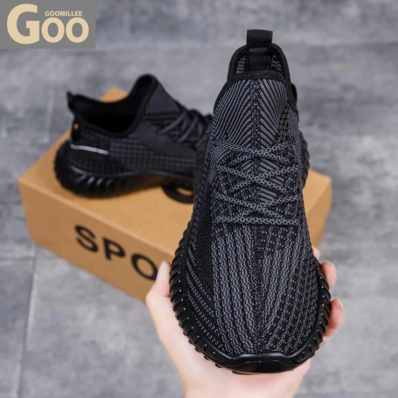 潮牌透气防臭椰子男鞋2025秋冬新款飞织运动休闲鞋透气纯色网面鞋