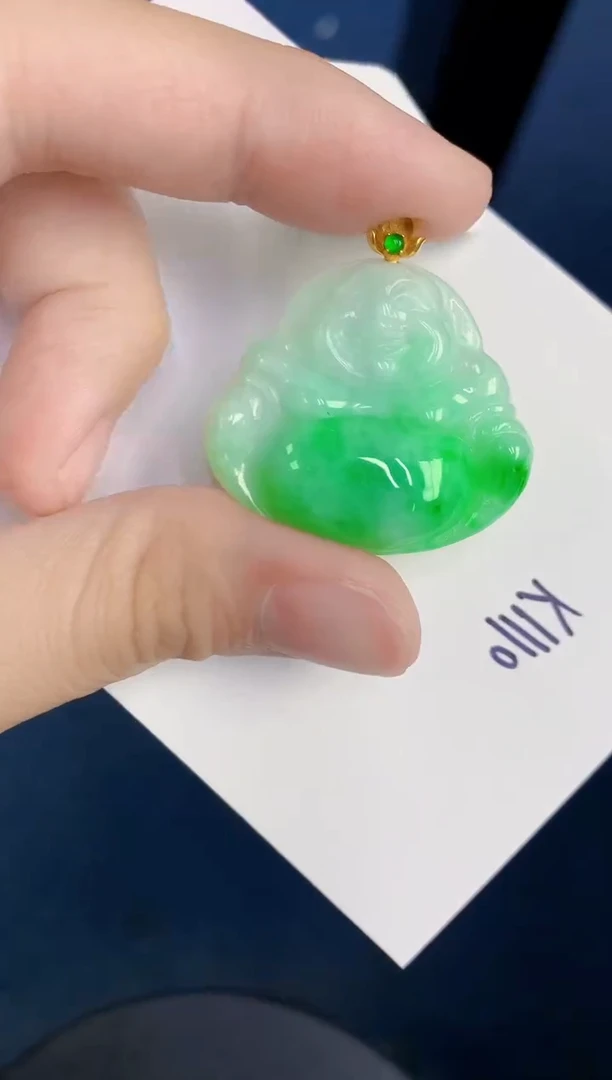 颈饰18K金镶嵌翡翠天然翡翠缅甸A货