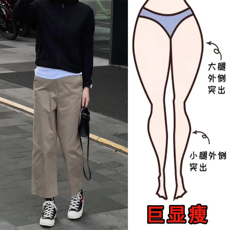 早秋新款时尚简约洋气高级通勤风遮肉显瘦高腰宽松直筒阔腿休闲裤