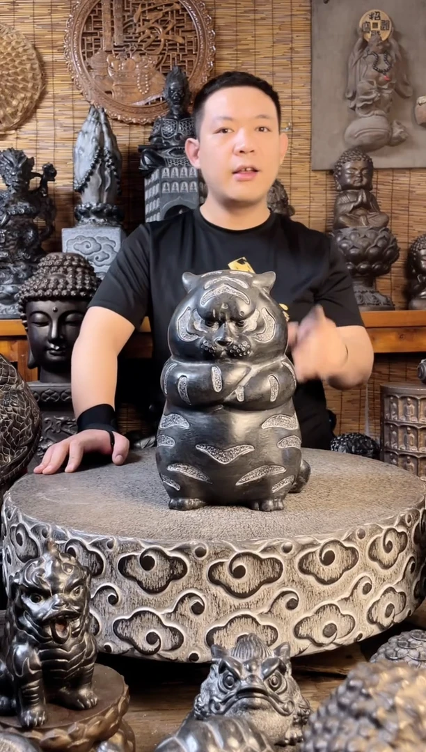 石材30胖虎天然青石雕刻