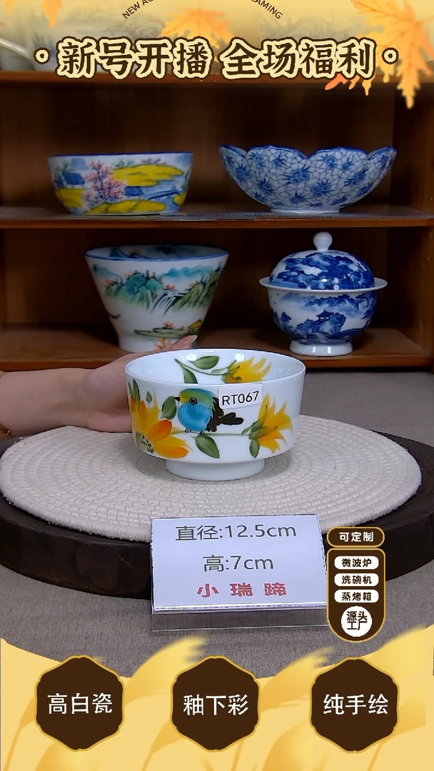 盘【陶源造】景德镇手绘釉下彩陶瓷餐具