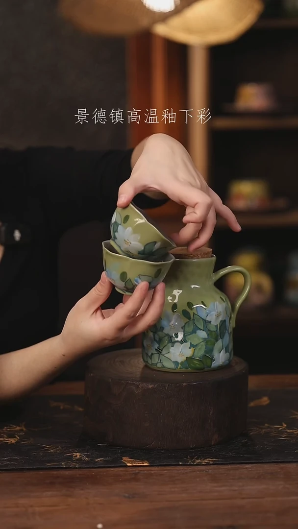 陶瓷景德镇高温釉下手绘陶瓷@L433@