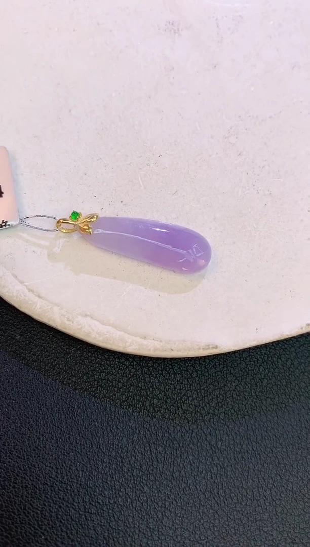 翡翠18K金镶嵌颈饰赠礼盒证书 麦麦