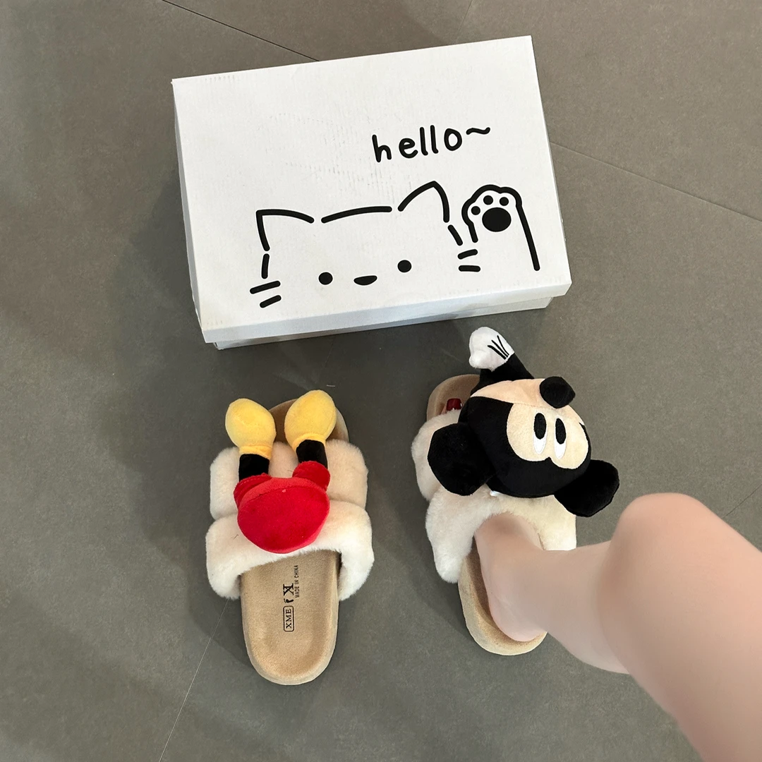 卡通可爱老鼠一字拖外穿女2025年秋冬季新款爆款时尚百搭学生家居