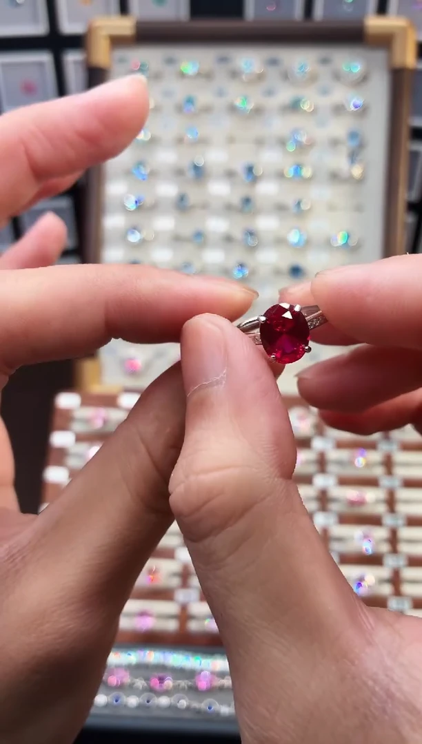 银S925镶嵌戒指红宝石1888