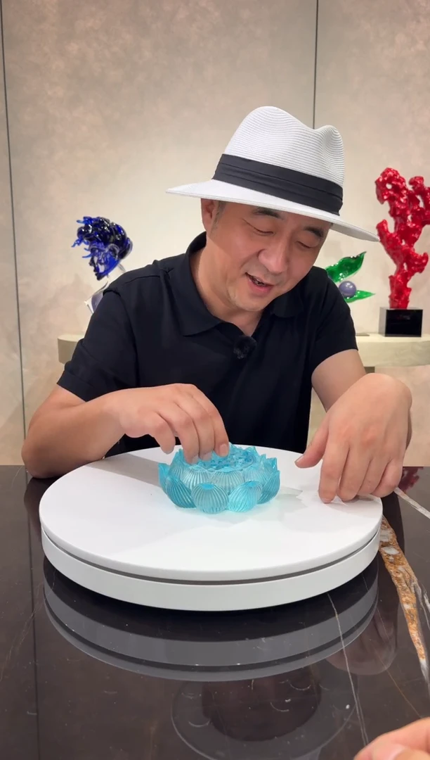 摆件芊*梦天青色莲花香炉