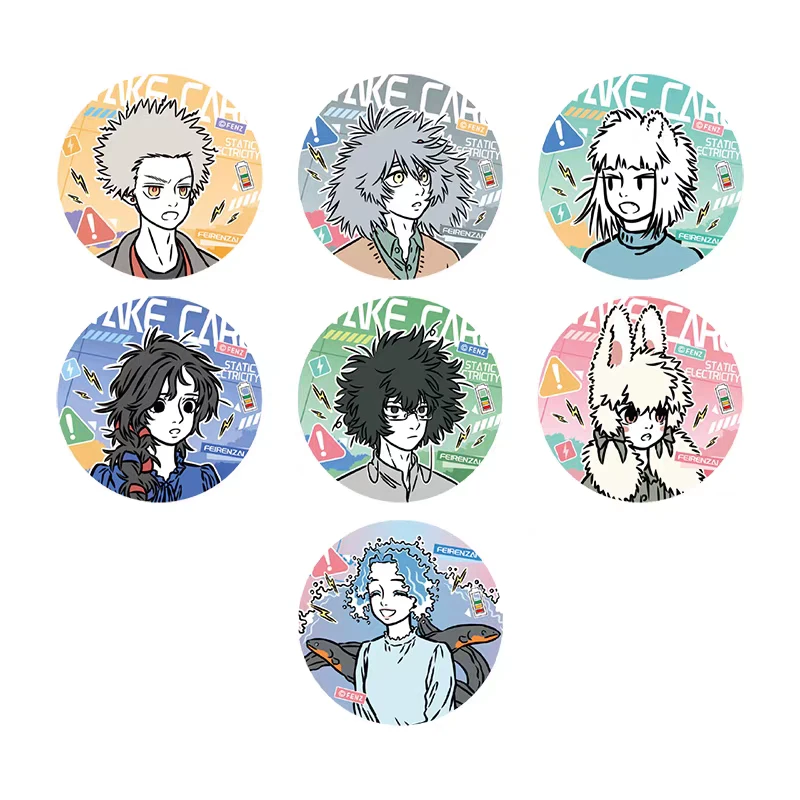 非人哉 静电系列反光蚕丝马口铁徽章盲盒动漫卡通吧唧胸针