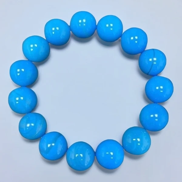 天空蓝天然玛瑙卡14MM15颗单圈手串圆珠时尚百搭男女款多样性发一